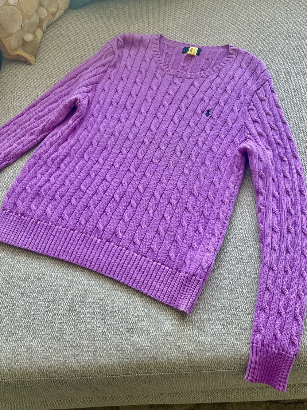 Ralph Lauren Lavender Cable-Knit Crewneck Sweater - Picture 2 of 3